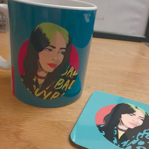 Billie Eilish Mug Green and Pink Mug Sabi Koz Gifts