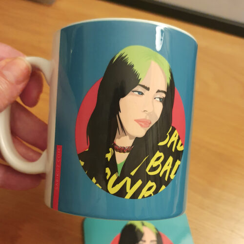 Billie Eilish Mug Green and Pink Mug Sabi Koz Gifts