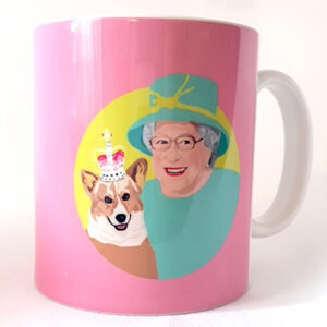 Queen elizabeth and Corgi mug pink Sabi Koz