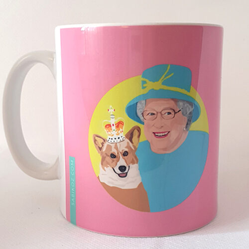 The Queen's Corgi Pink mug Sabi Koz