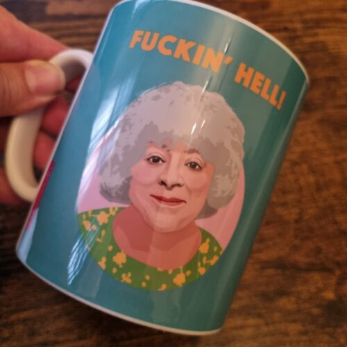 miriam margolyes green mug