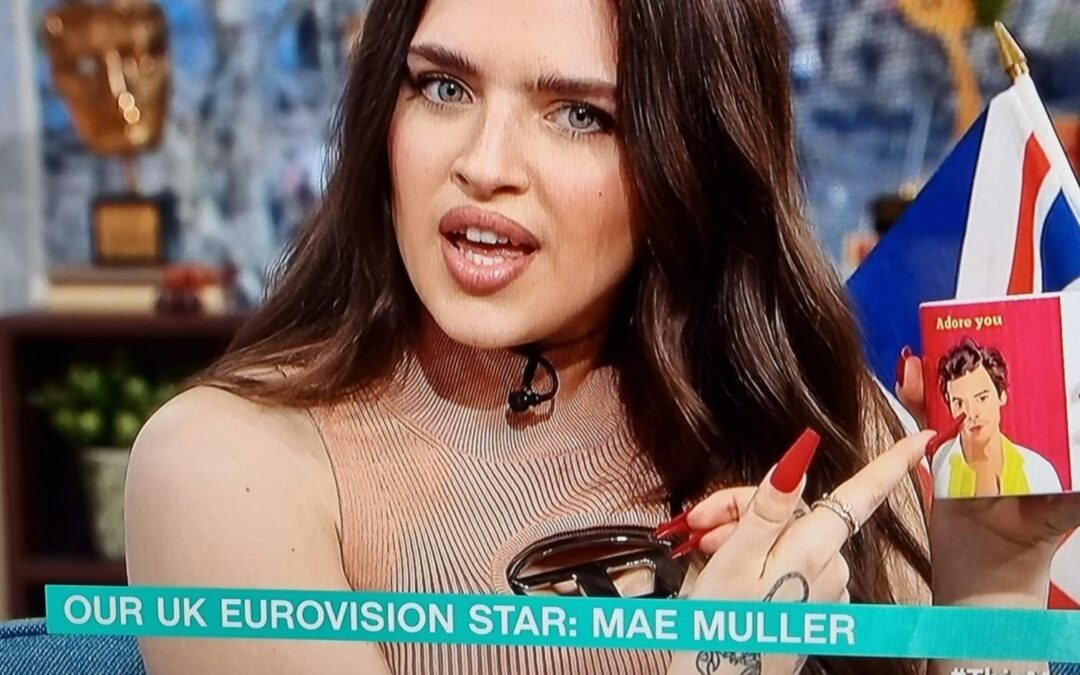 Mae Muller Takes A Sip from Harry Styles Mug by Sabi Koz live on ITVX’s This Morning TV Show